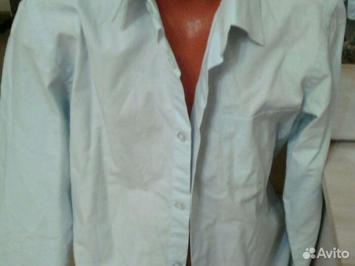 Рубашки шк белые и голубые длин и кор рук на 8-9л