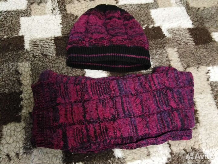 Зимний комплект шапка и шарф женский