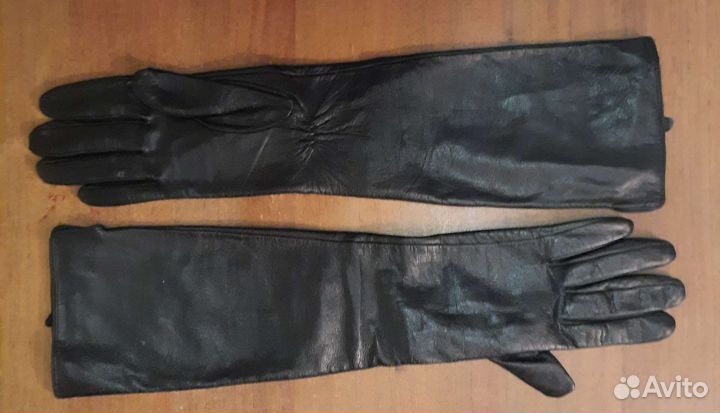 Перчатки кожаные удлинённые новые женские