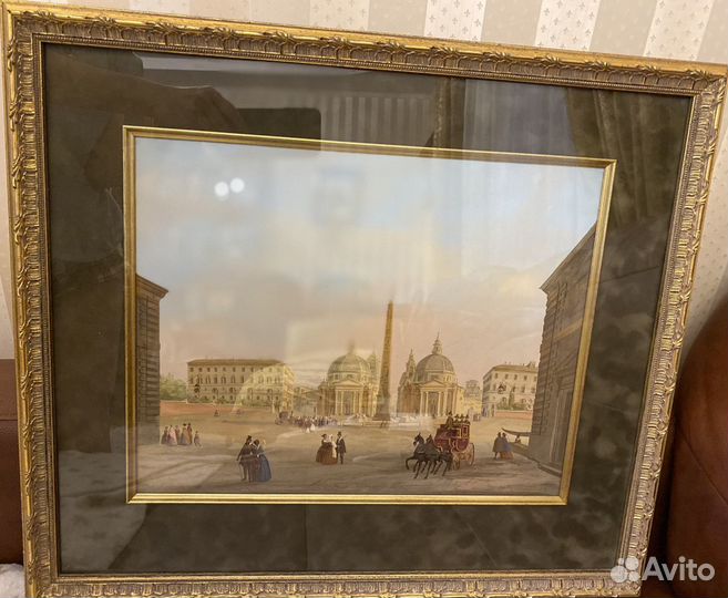 Картина, акварель. Антиквариат, Рим, 1850