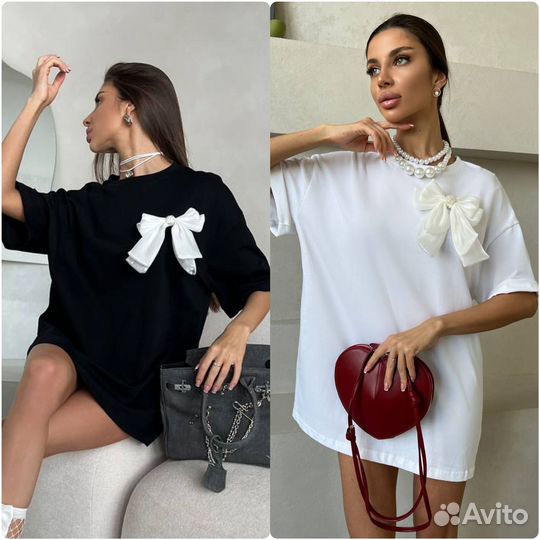 Футболка оверсайз с бантиком
