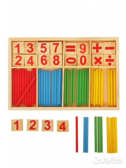 Счётные палочки, цифры и знаки, 72 элемента