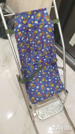 Детские алюминиевые складные санки коляска