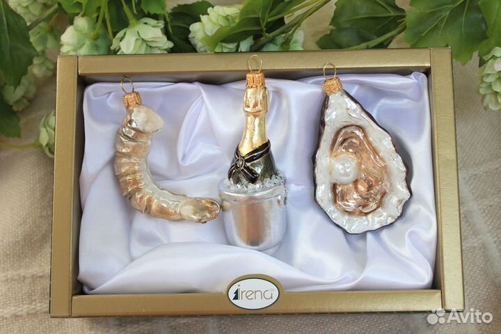 Набор елочных игрушек Irena креветка, шампанское