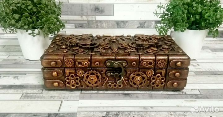 Шкатулка-купюрница в стиле стимпанк