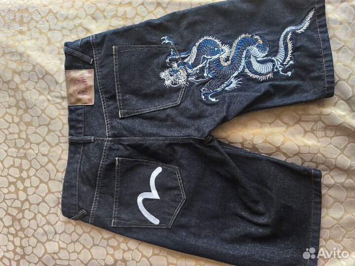 Шорты джинсовые evisu с драконом