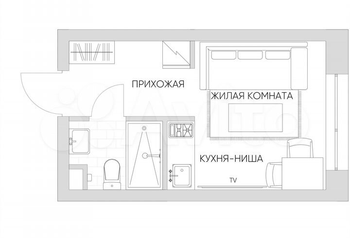 Апартаменты-студия, 17,5 м², 18/21 эт.
