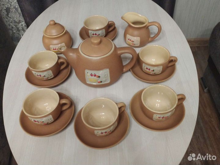 Сервиз чайный глиняный