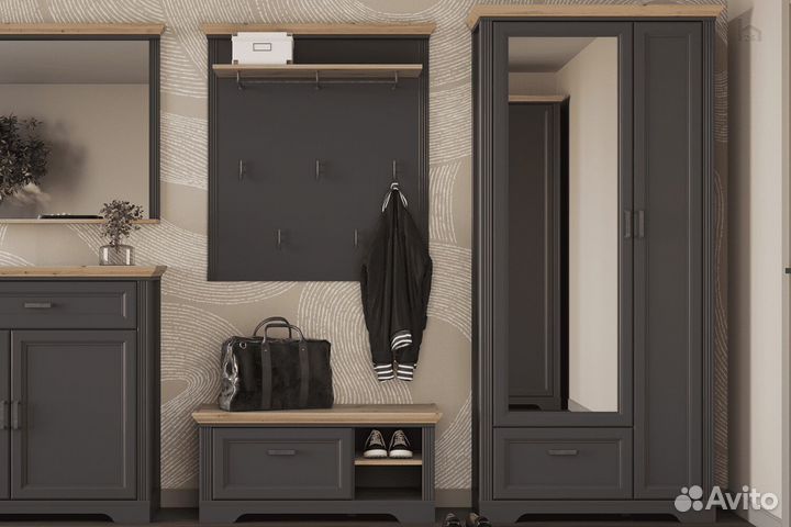 Шкаф распашной 2-х дверный комбинированный с зеркалом Jasmin