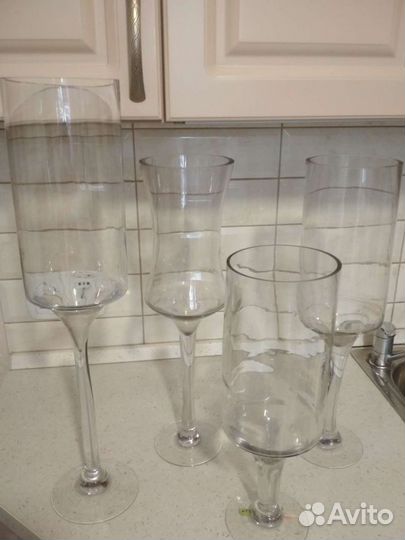 Вазы стеклянные.Новые