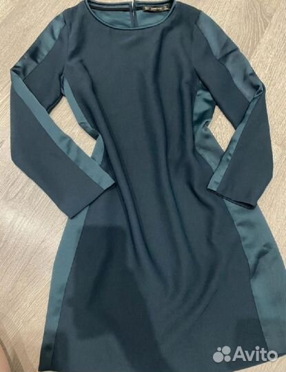 Платье базовое zara бутылочное s
