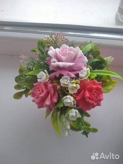 Букет роз из мыла