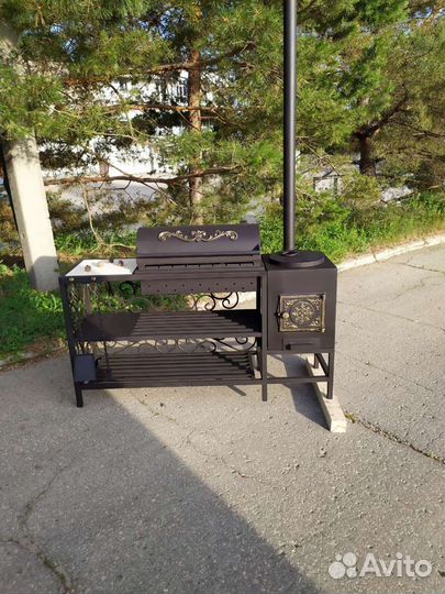 Мангал с печью под казан