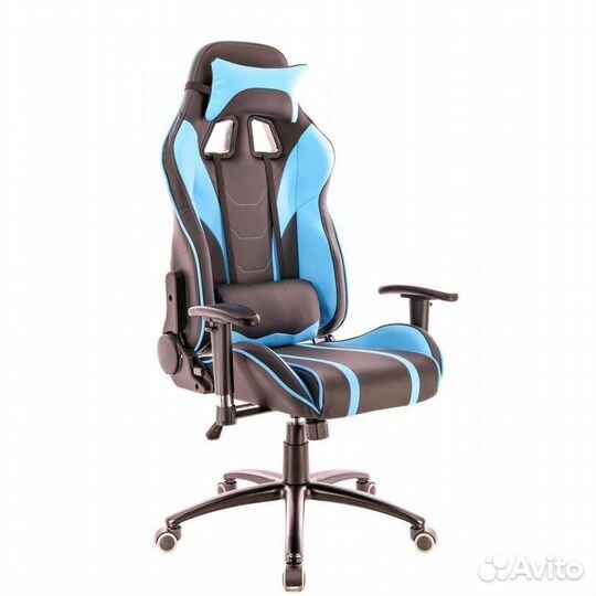 Кресло EverProf Lotus S16 Экокожа Голубой/Черный