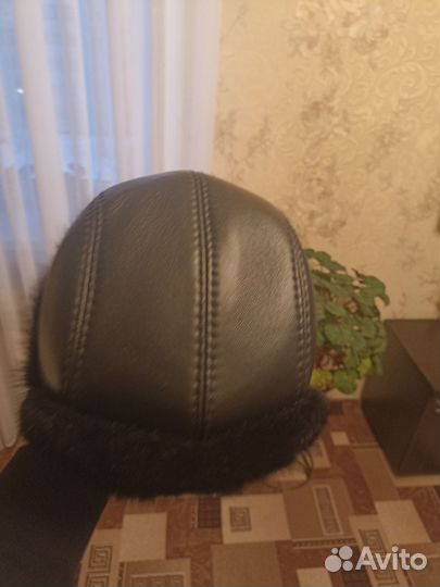 Шапка зимняя мужская кожаная