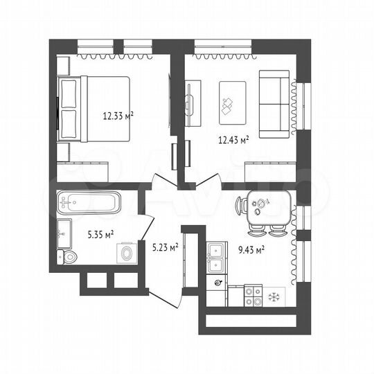 2-к. квартира, 44,2 м², 11/25 эт.