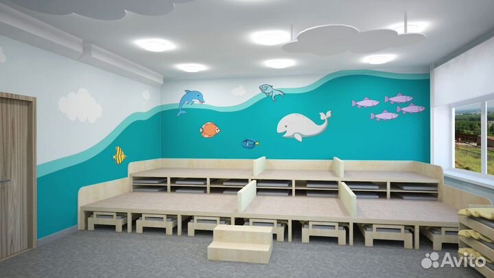 Кровать подиум в детский сад, подиумные кровати