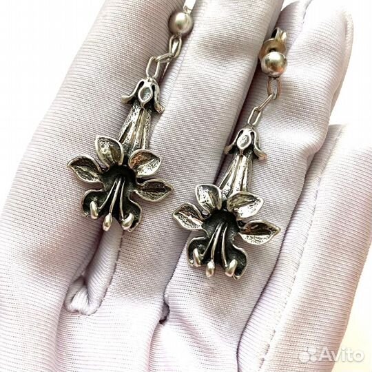 Серьги времён СССР. Серебро 925 проба звезда