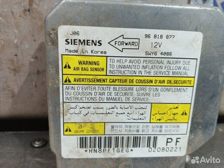 Блок SRS AirBag Chevrolet Lacetti J200 F14D3 2008