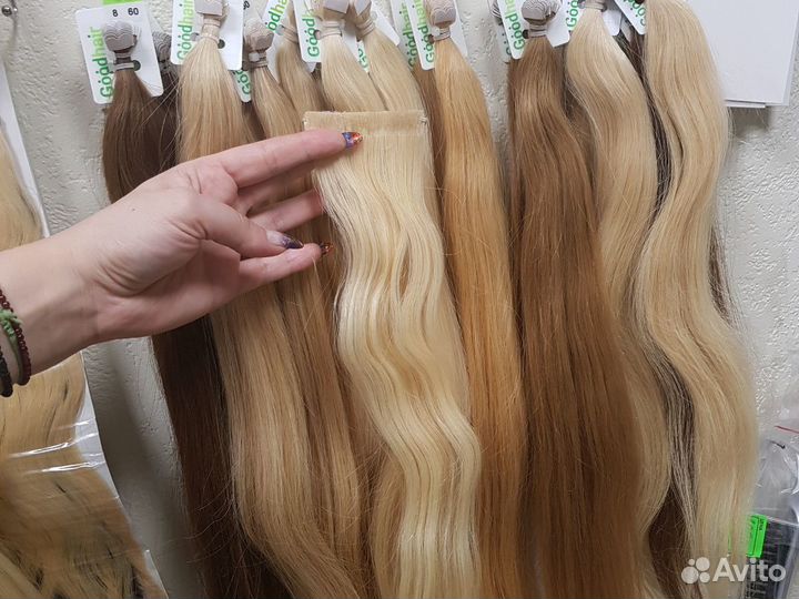 Волосы натуральные на биоленте, заколка блонд