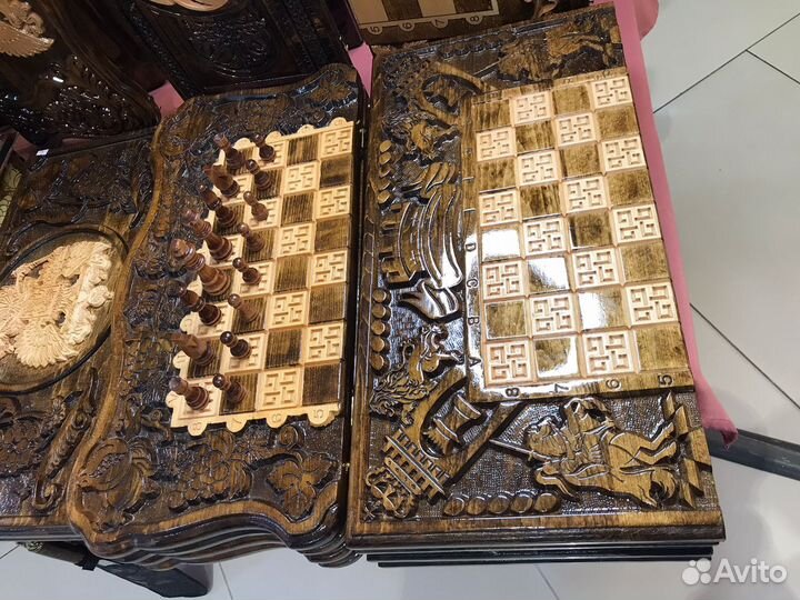 Шахматы нарды шашки 3в1 из дерева массив