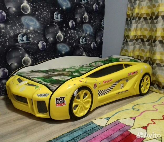 Кроватка машинка Ламба next (желтая)в наличии