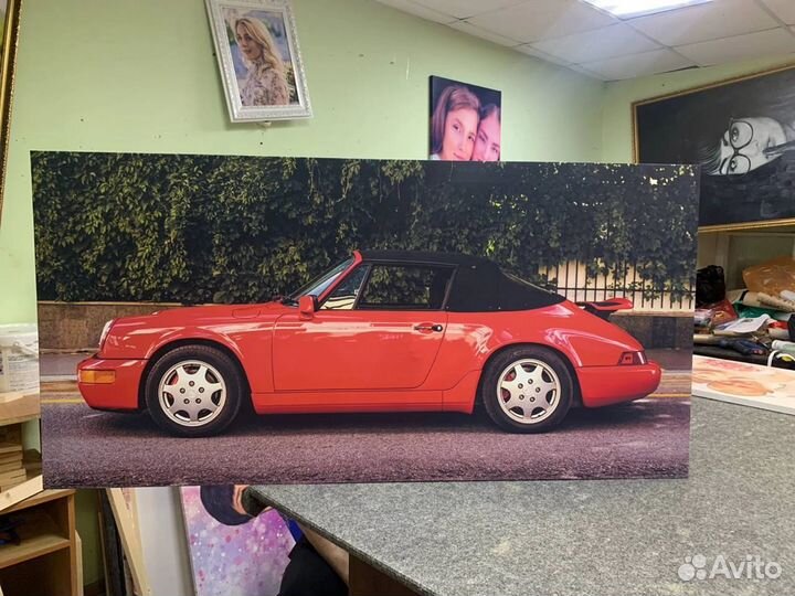 Интерьерная картина Красный Порш Porche 911 964 на