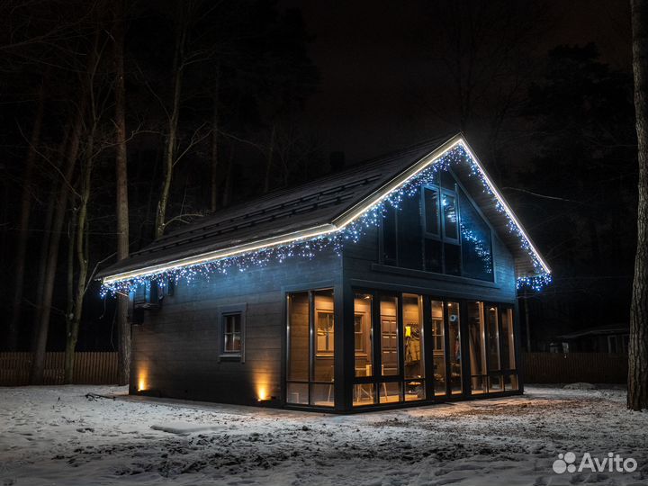 Подсветка домов гирляндой к новому году