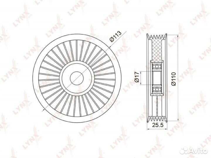 Lynxauto PB-7008 Ролик обводной приводного ремня