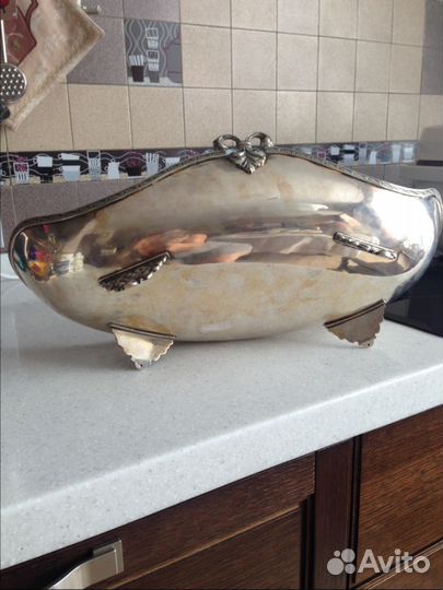 Ваза для фруктов старинная серебрение