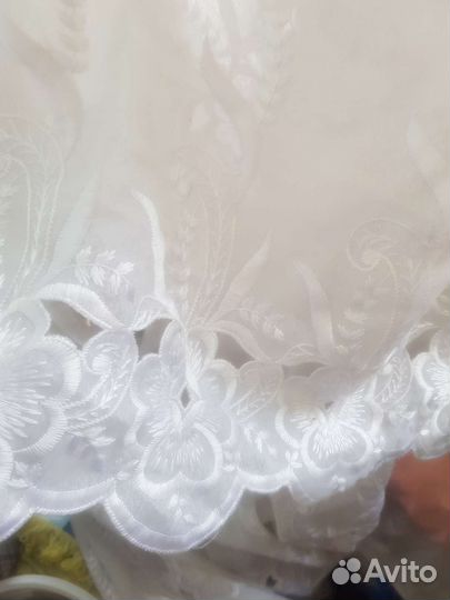 Тюль капроновая ажурная вышивка цветы