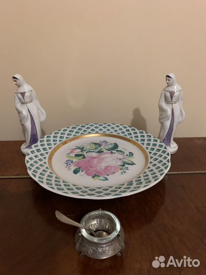 Тарелка СССР Дулево, статуэтки и солонка