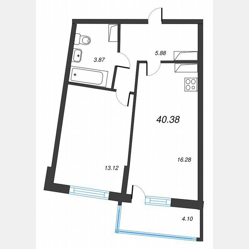 1-к. квартира, 43,3 м², 17/22 эт.