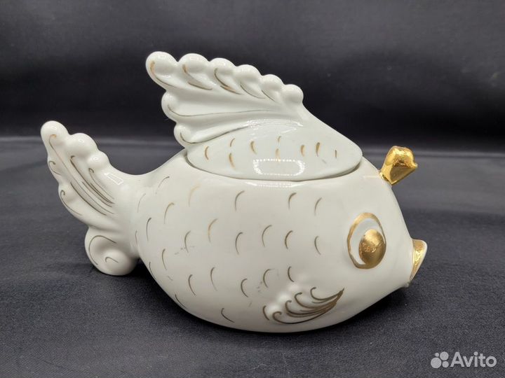 Сахарница шкатулка фарфор Золотая Рыбка Сысерть