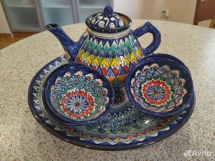 Чайный набор из 8 предметов, синий