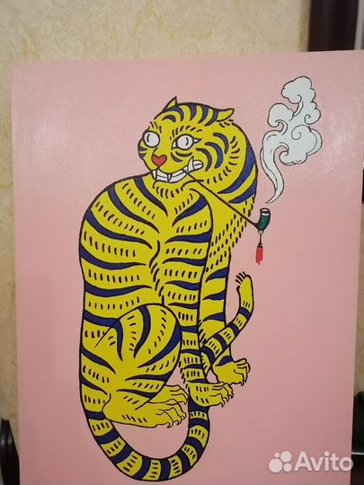 Картина поп-арт, татуировки ирэдзуми. Акрил. Холст