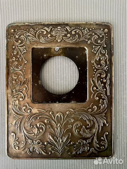 Старинная латуневая накладка под выключатель СССР