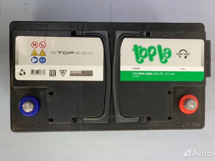 Аккумулятор 80ач AGM 80 ah Start-Stop Topla