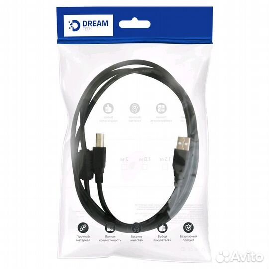 Кабель USB A-B черный 1м dream