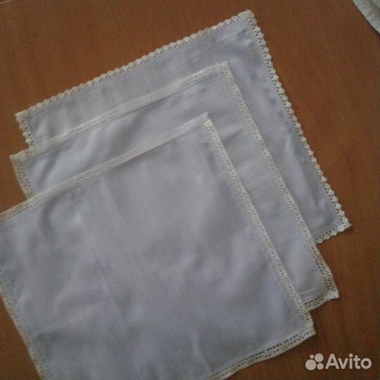 Голубые носовые платки с кружевами 3шт