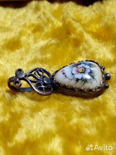 Кулон подвеска финифть Мельхиор СССР