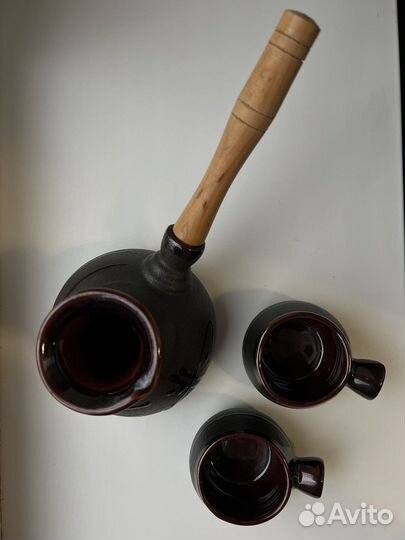 Глиняная турка с чашечками в подарок 350мл