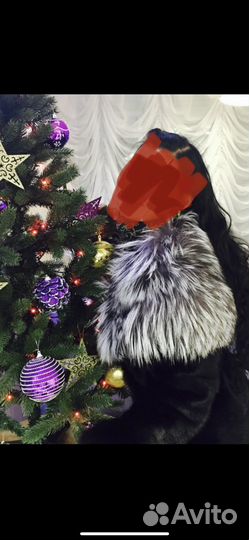 Норковая шуба с капюшоном чернобуркой 42