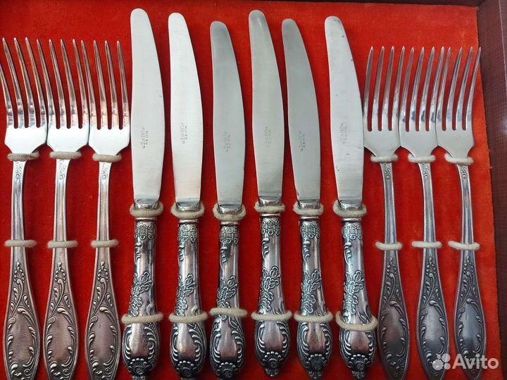 Набор столовых приборов мельхиор СССР Пламя рмз