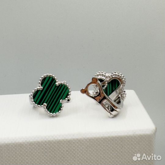 Серьги van cleef малахит