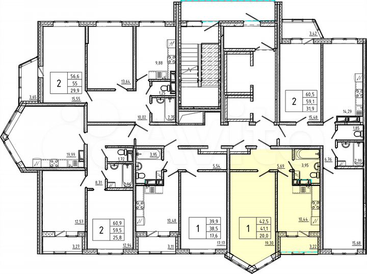 2-к. квартира, 40,9 м², 12/18 эт.