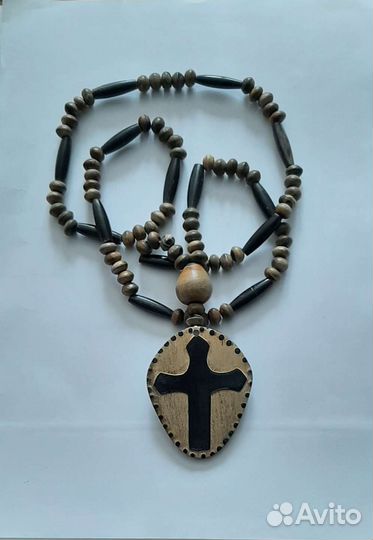 Винтажные бусы из рога африканского буйвола