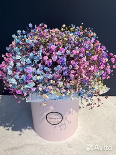 Букет из гипсофилы в коробке