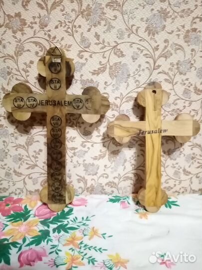 Освящённый крест из Иерусалима. Из оливкового дере