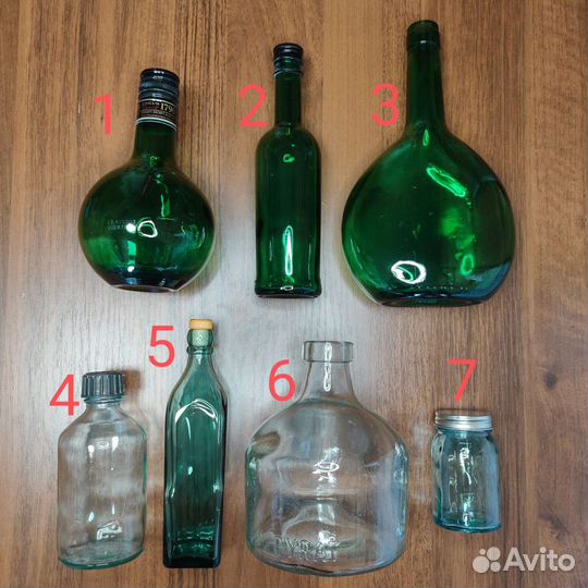 Бутылки баночки пузырьки стеклянные декоративные